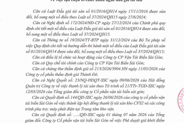 Thông báo về việc lựa chọn tổ chức hành nghề đấu giá tài sản